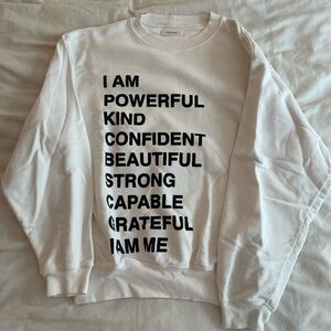 Anine Bing White Crew Neck Sweater with Black Text